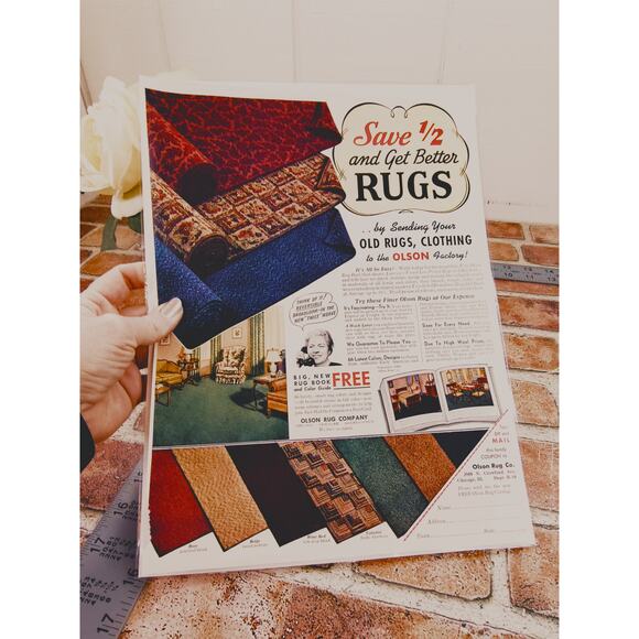 1940 Vintage Olson Rug Company Print Ad, Mid-Century Home Decor Advertisement - Picture 8 of 8